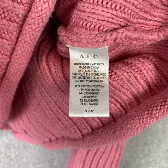 A.L.C. Pink Lianne Cropped Ribbed Knit Sweater Cotton Cashmere Blend Size Small - Picture 5 of 5